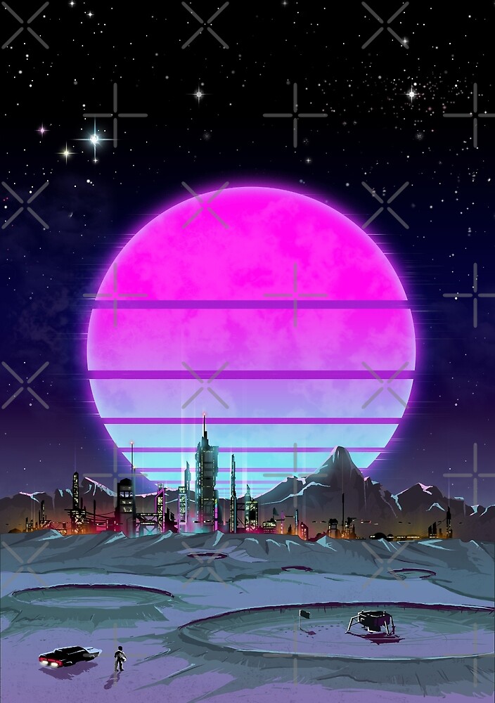 Apollo Dreams Cyberpunk Moon In Neon By Forge22 Redbubble 7144