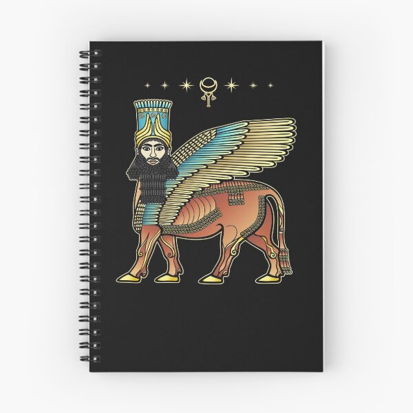Item preview, Animation drawing: image of the Assyrian mythical deity Shedu: a winged bull with  head of person. character in Sumerian mythology.  designed and sold by YanaZvereva.