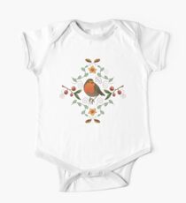 Autumn Robin Pattern One Piece - Short Sleeve