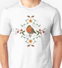 Autumn Robin Pattern Unisex T-Shirt