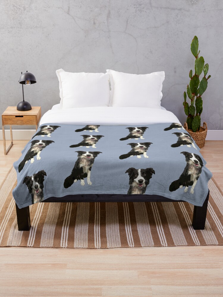 Border Collie Cartoon Dog Throw Blanket for Sale by Elarex