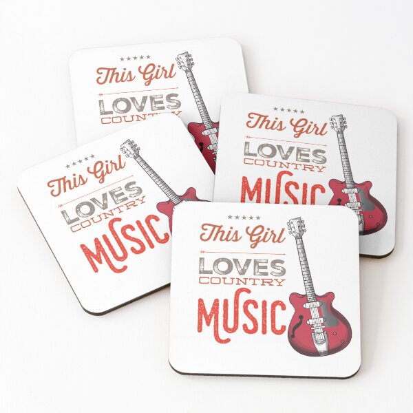 Item preview, This Girl Loves Country Music with Electric Bass Guitar Red Grey Image designed and sold by HppyStrngHelthy.