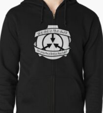 Die in the dark: Black and White Zipped Hoodie