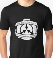 Die in the dark: Black and White Unisex T-Shirt