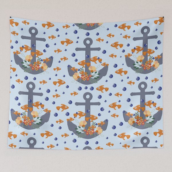 Item preview, Anchor with flowers and fish designed and sold by SiStaDesign.