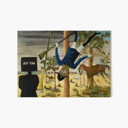 Sidney Nolan - 'Death of Constable Scanlon' (1946), enamel on board. High quality print of the the iconic Australian painting. Art Board Print
