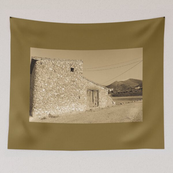 Item preview, Old stone building with dilapidated wooden doors designed and sold by Brian Scantlebury.