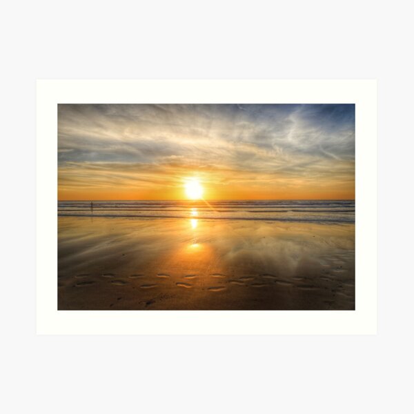 FOOTPRINTS IN THE SAND, PORTHTOWAN Art Print