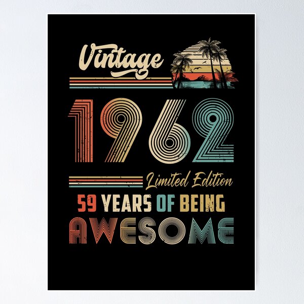 Item preview, Vintage 1962 59th Birthday Gift Men Women 59 Years Old designed and sold by cadieuxart.