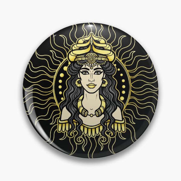 Item preview, Cartoon drawing: beautiful woman in a horned crown In the glow of the sun, a character in Assyrian mythology. Ishtar, Astarta, Inanna. designed and sold by YanaZvereva.