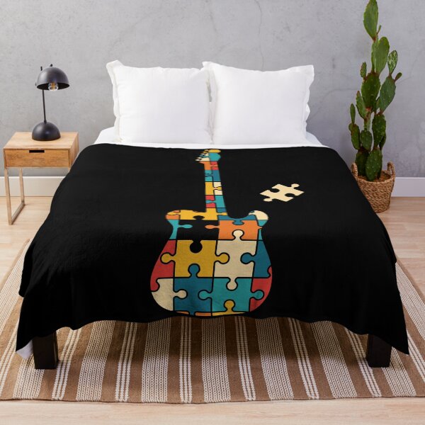 Aperçu de l'œuvre Retro Style Puzzle T-Style Guitare Électrique Silhouette créée et vendue par nightsworthy.