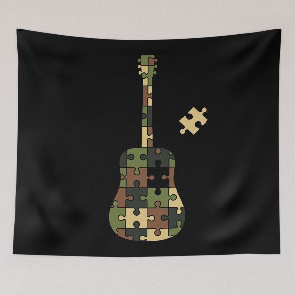 Item preview, Camouflage Puzzle Acoustic Guitar Silhouette designed and sold by nightsworthy.