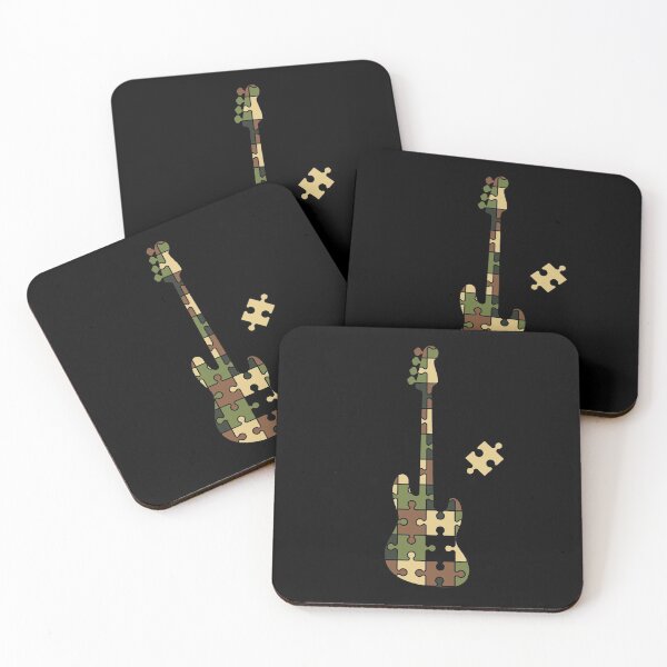Artikelvorschau, Camouflage Puzzle Bassgitarre Silhouette entworfen und verkauft von nightsworthy.