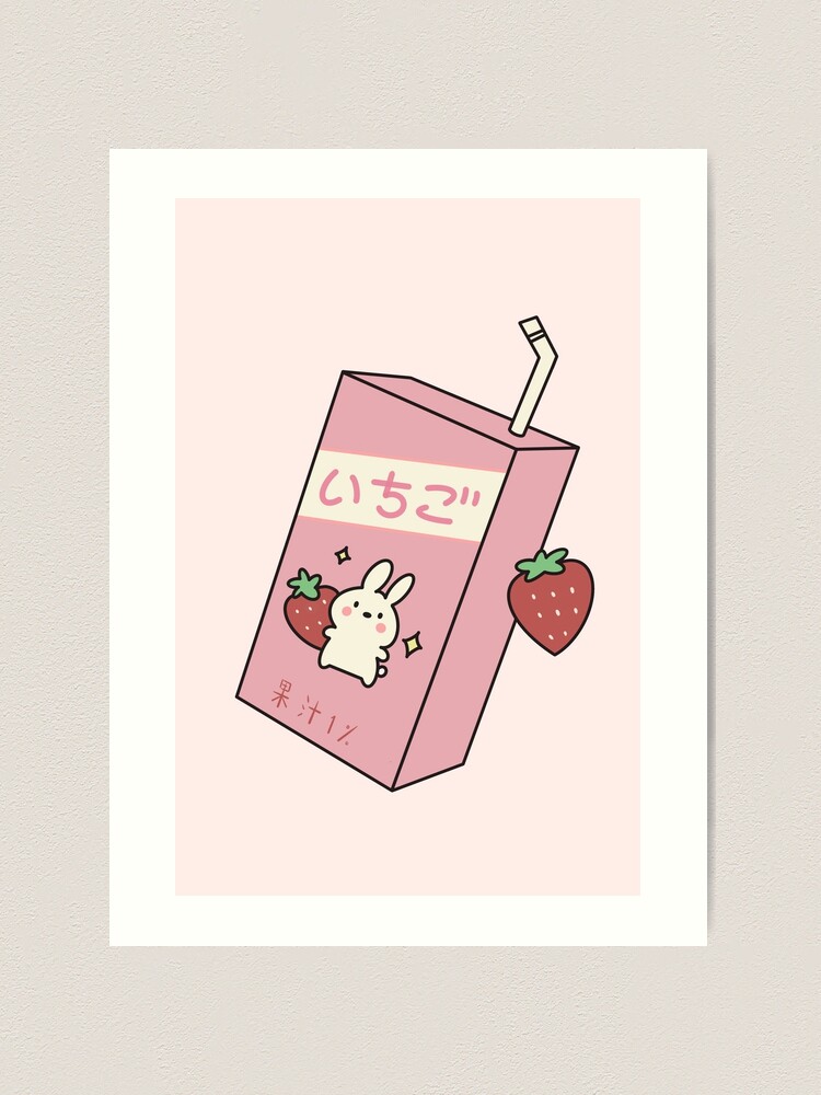 Cute Pink Japanese Kawaii Strawberry Milk Kids T-Shirt by Bastav - Fine Art  America