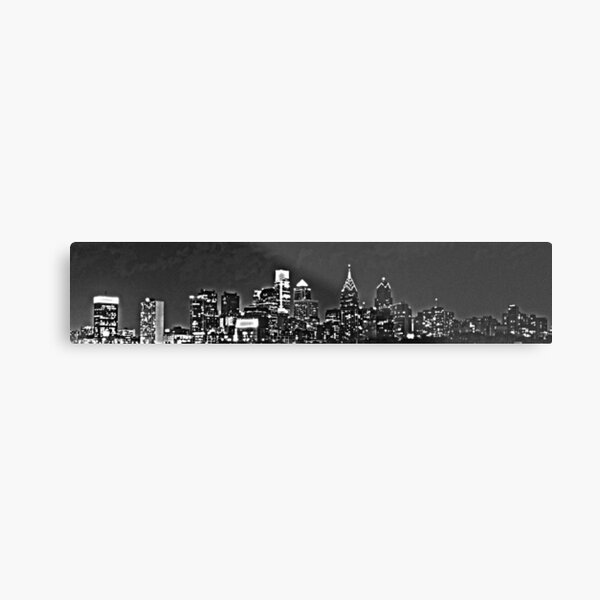 Philadelphia Skyline Panorama - Monochrome Metal Print