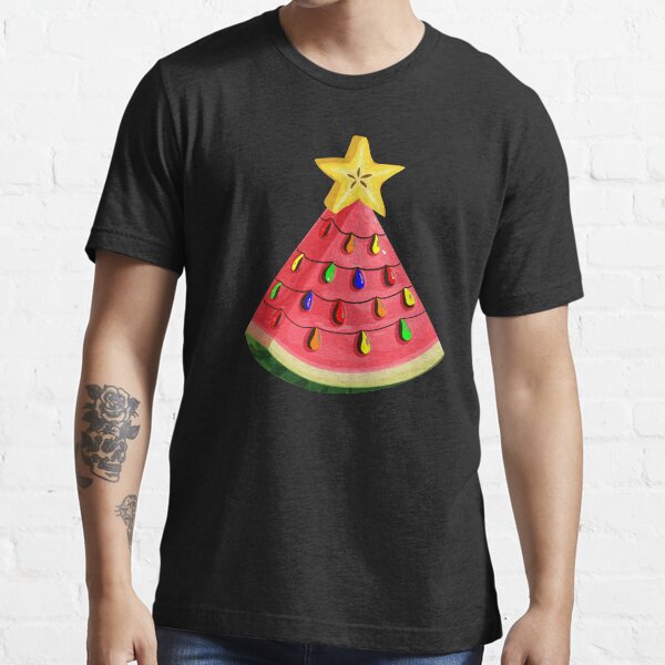 Christmas In July Watermelon Xmas Tree Summer Vacay Vintage Men/'s T-shirt Cotton