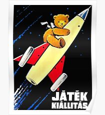 Teddy Bear On A Rocket Vintage Hungarian Toy Fair Poster Poster