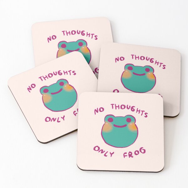 Item preview, I draw comforting cute green frog / no thoughts only frog text designed and sold by RansRoom.