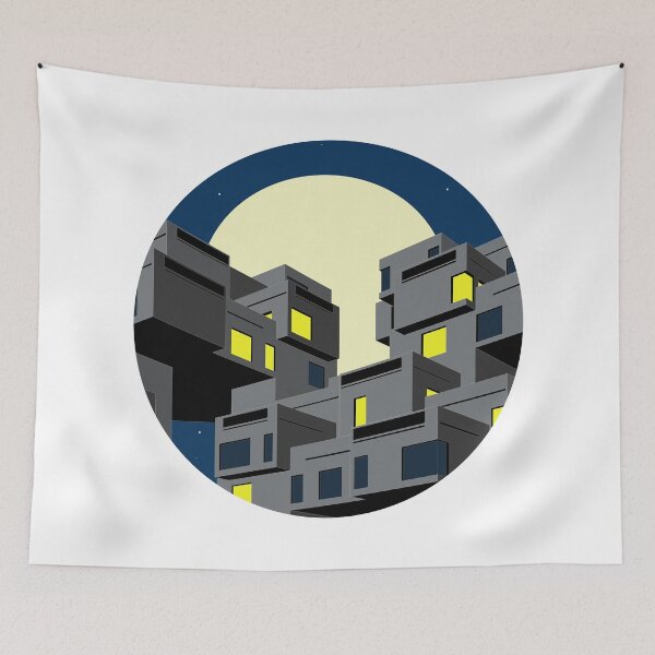 Item preview, Habitat 67 Night View, Print, Montreal, Canada Print, Brutalist, Brutalism, Architecture designed and sold by sketchingarchi.