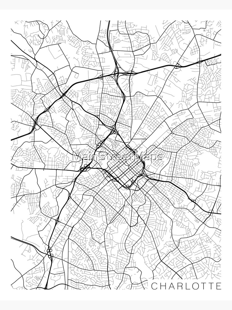 CHARLOTTE, NC  City Series Map Art Print