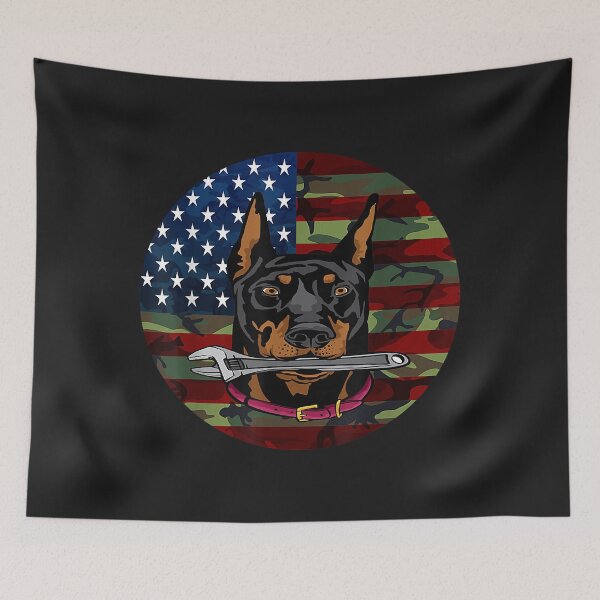 Item preview, Mechanic Doberman American Flag Camouflage Army Dobie Camo designed and sold by kerricqkat.