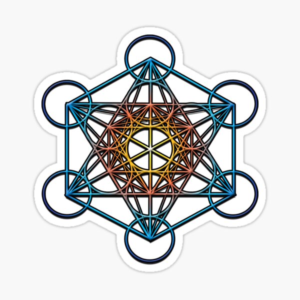 Item preview, Metatron's Cube (yellow orange blue gradient) Sacred GeometrySymbol Mandala designed and sold by Leah McNeir.