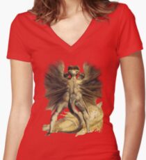 William Blake: The Great Red Dragon Women's Fitted V-Neck T-Shirt