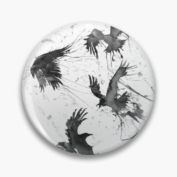 Item preview, Crows in watercolor on white sky, ravens designed and sold by Rebecca Reck Art.