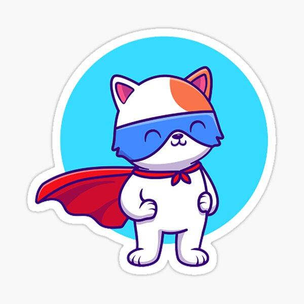 Item preview, Cute super hero cat cartoon illustration designed and sold by Ismail-design.