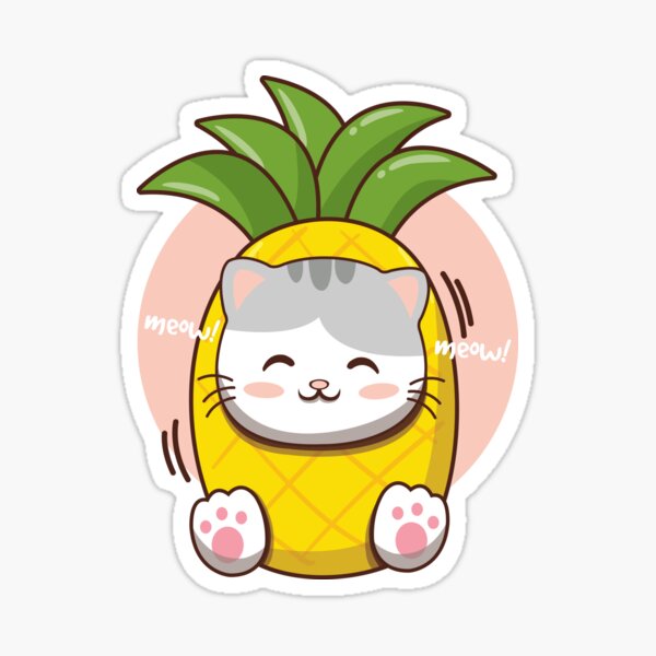 "Cute Pineapple Cat" Sticker for Sale by Sthyouneed Redbubble