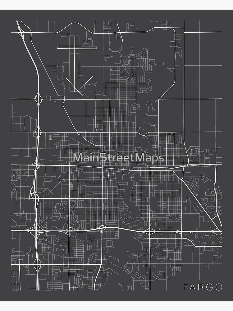 Discover Fargo Map, USA - Gray Premium Matte Vertical Poster