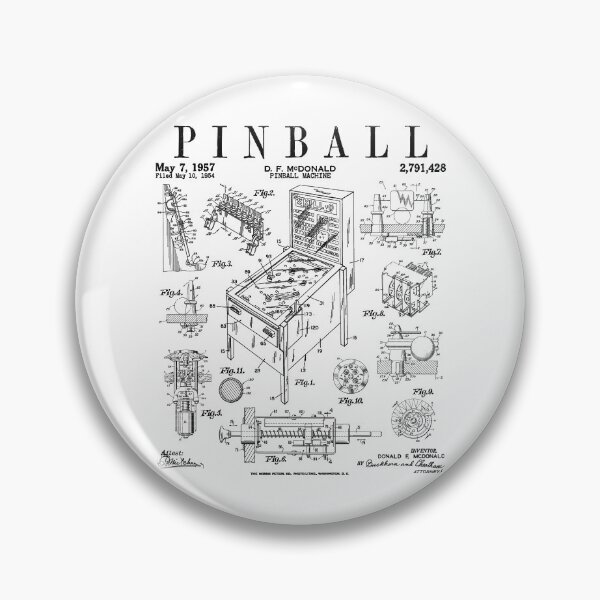 Item preview, Pinball Arcade Gaming Machine Vintage Gamer Patent Print designed and sold by GrandeDuc.