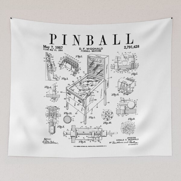 Item preview, Pinball Arcade Gaming Machine Vintage Gamer Patent Print designed and sold by GrandeDuc.