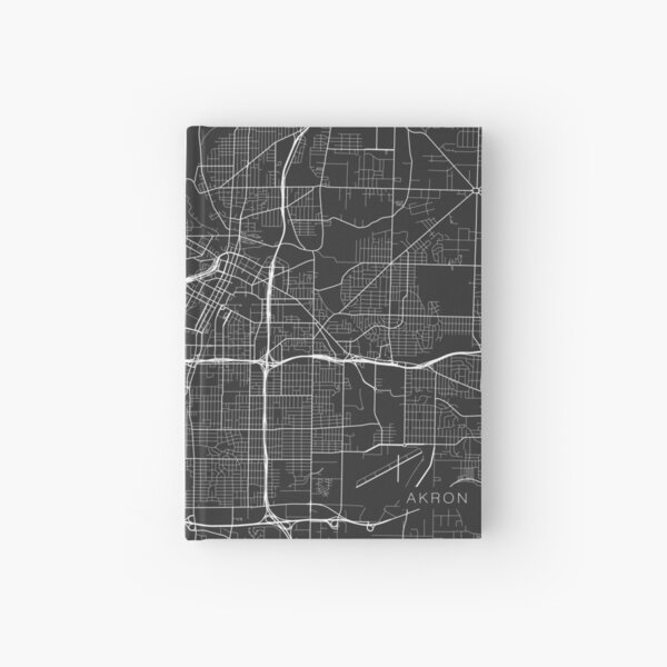 Akron Map, USA - Gray Hardcover Journal