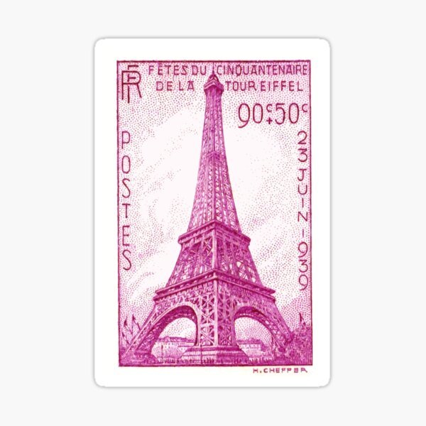 Item preview, 1939 France Eiffel Tower Postage Stamp designed and sold by retrographics.