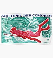 1972 Komoren-Speerfischen-Briefmarke Poster