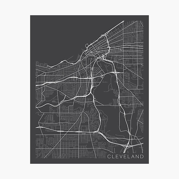 Item preview, Cleveland Map, USA - Gray  designed and sold by MainStreetMaps.