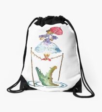 Perilous Pink Parasol - Stretching Portrait Drawstring Bag