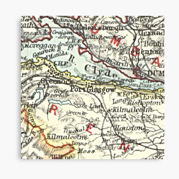 PORT GLASGOW & surrounding area map 1899 Canvas Print