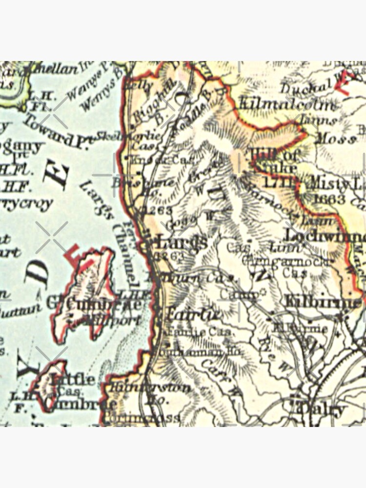 "LARGS & surrounding area map 1899" Sticker for Sale by yourscotland