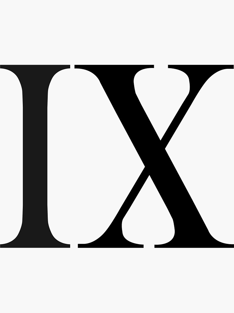 ix-nine-in-roman-numerals-sticker-for-sale-by-mountainworks-redbubble