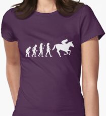 Funny Women's Horse Racing Jockey Evolution Silhouette Women's Fitted T-Shirt