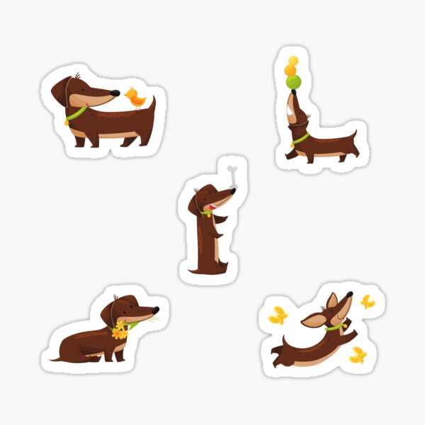 Item preview, Funny and Cute Dachshund Collection Sticker Pack #1 designed and sold by PupsGoWalkies.