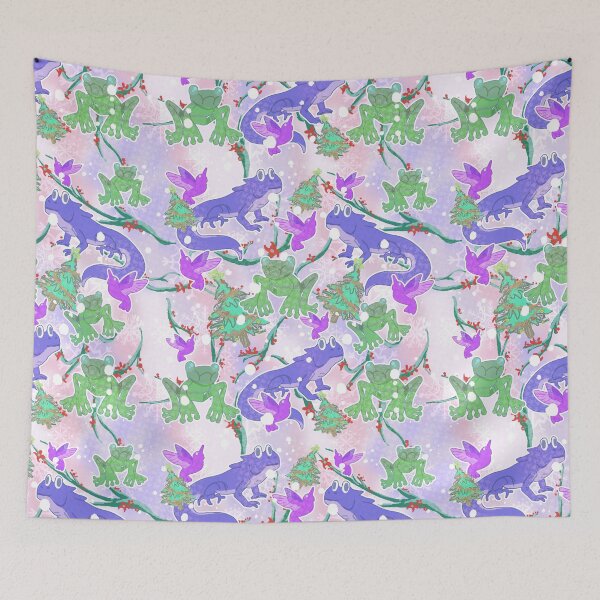 Item preview, frogs, iguanas and snowfall pattern designed and sold by Bryn Forrester.