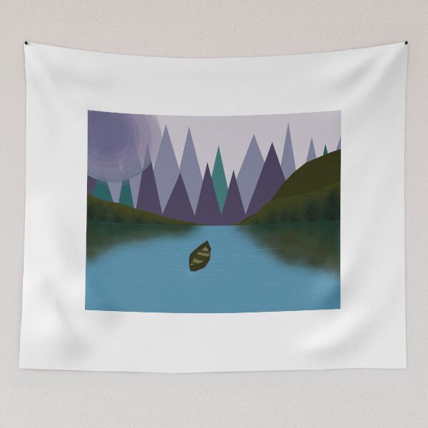 Item preview, Blue Lake - Purple Sky Illustration designed and sold by reartdesign.