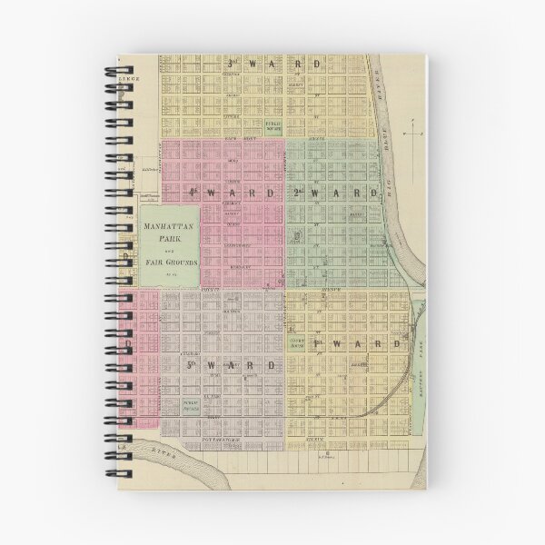 Artikelvorschau, Old Manhattan KS Karte (1887) The Little Apple Kansas Vintage Atlas entworfen und verkauft von BravuraMedia.
