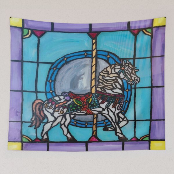 Item preview, Stained Glass Carousel Horse designed and sold by Deborah Camp.