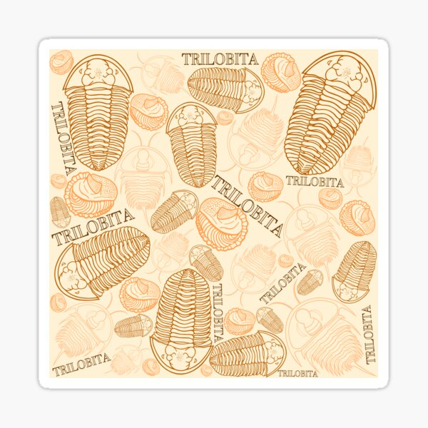 Orange Trilobite Trilobita fossils Sticker