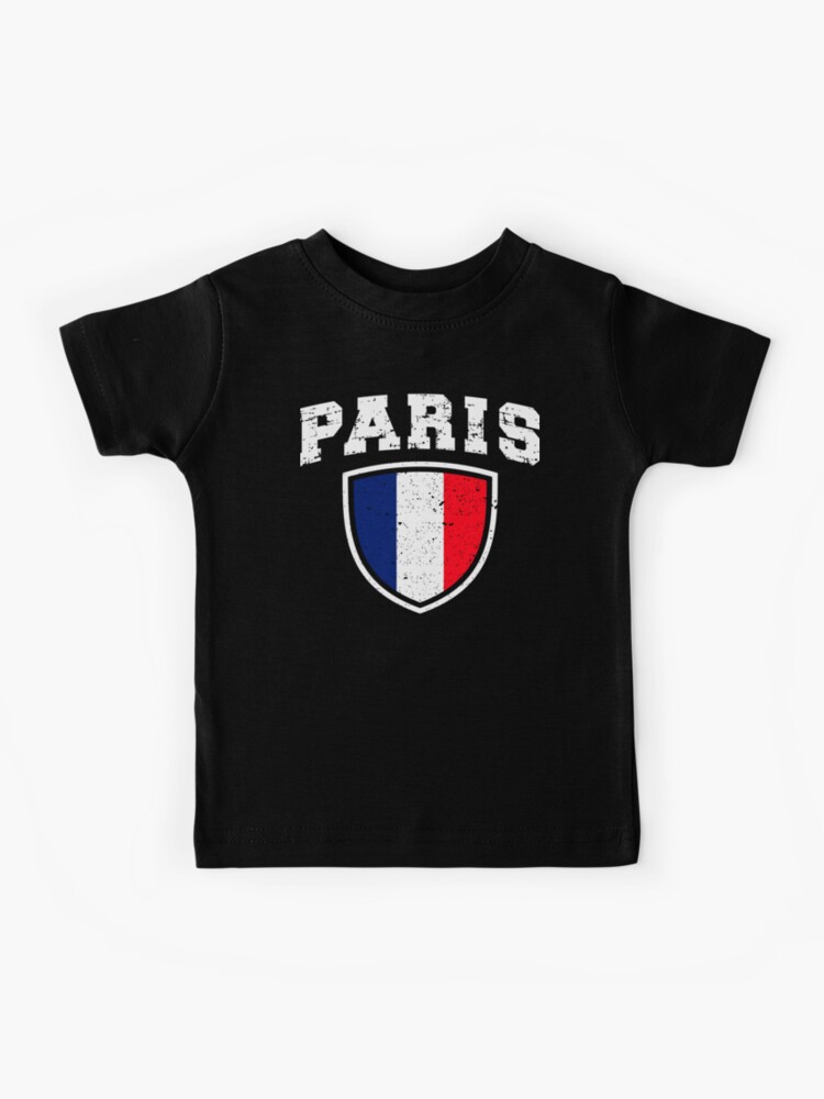 Paris, Retro French Flag, Drapeau Tricolore Français. Kids T