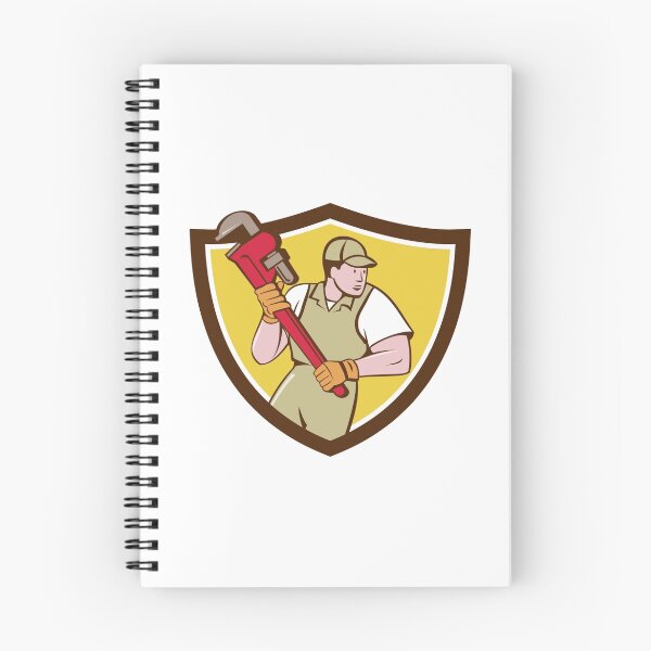 Item preview, Plumber Holding Pipe Wrench Crest Cartoon designed and sold by patrimonio.